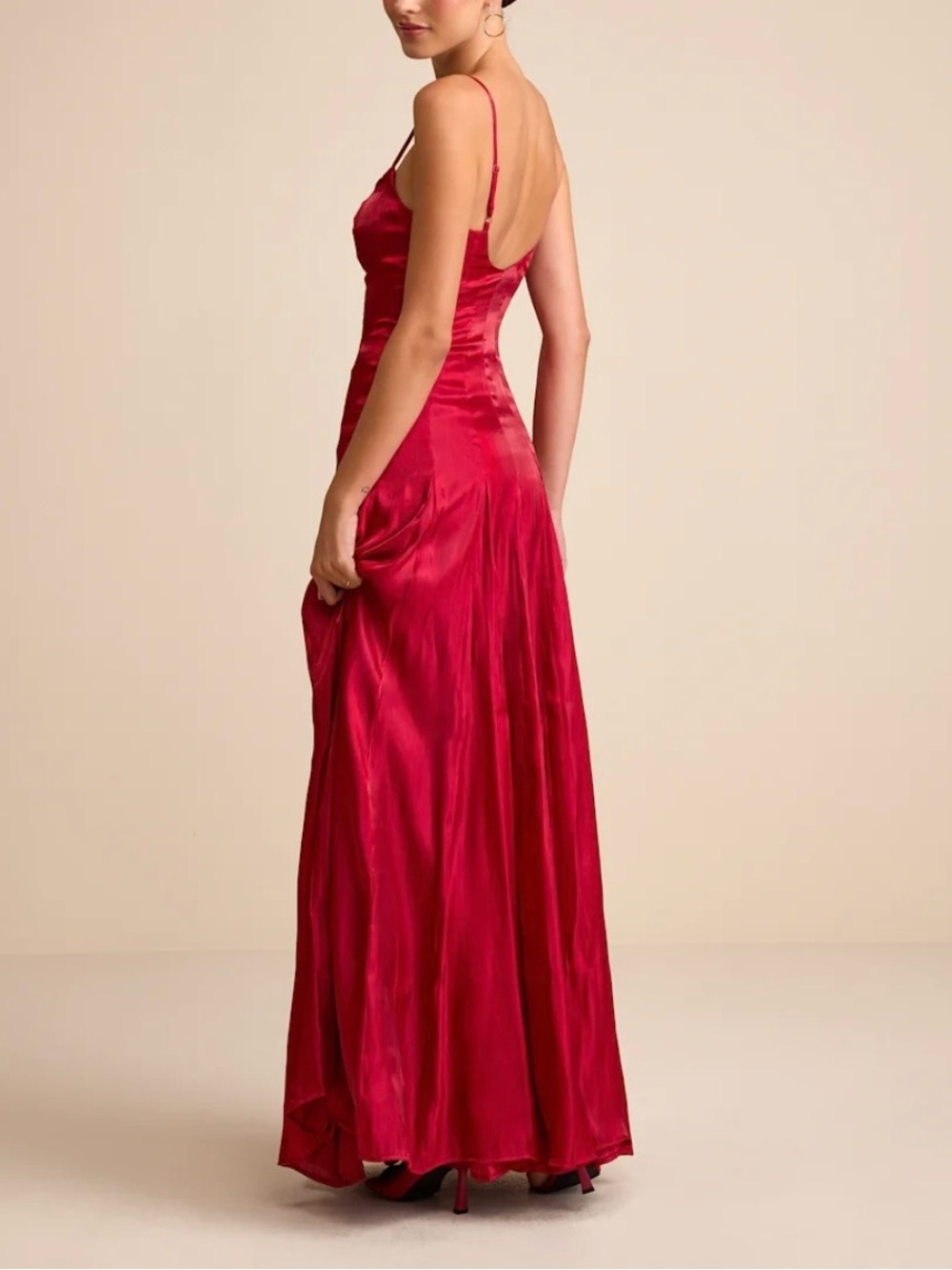 Burgundy Wine Satin Slip Dress | Cowl Neck Party Dress | Evening Cocktail Dress